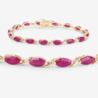 8.00 Carat Genuine Ruby 10K Yellow Gold Bracelet