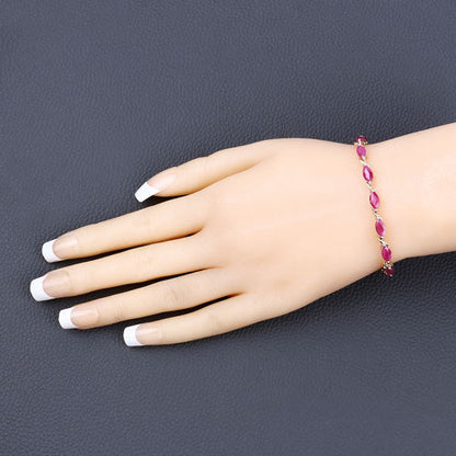 8.00 Carat Genuine Ruby 10K Yellow Gold Bracelet