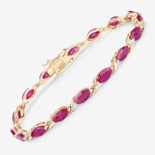8.00 Carat Genuine Ruby 10K Yellow Gold Bracelet