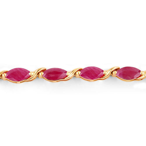 8.00 Carat Genuine Ruby 10K Yellow Gold Bracelet