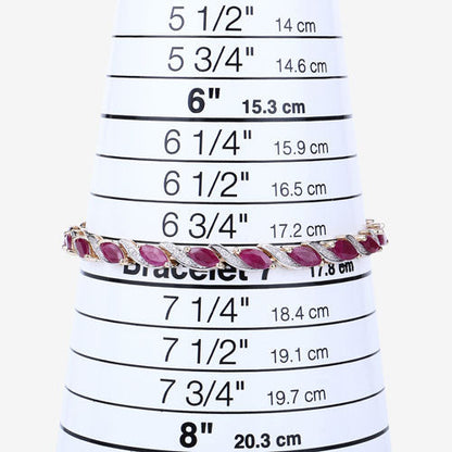 7.78 Carat Genuine Ruby and White Diamond 10K Yellow Gold Bracelet
