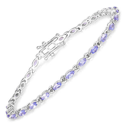 3.78 Carat Genuine Tanzanite .925 Sterling Silver Bracelet