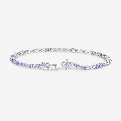3.78 Carat Genuine Tanzanite .925 Sterling Silver Bracelet