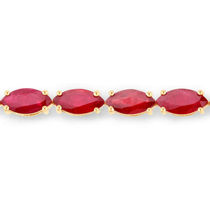 9.50 Carat Genuine Ruby 14K Yellow Gold Bracelet