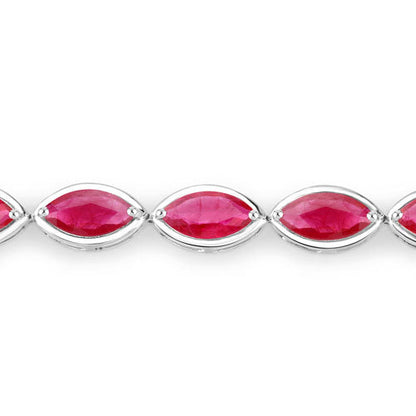9.00 Carat Genuine Ruby 14K White Gold Bracelet