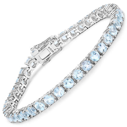 12.48 Carat Genuine Blue Topaz .925 Sterling Silver Bracelet