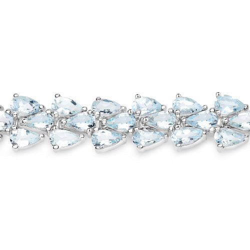 14.11 Carat Genuine Aquamarine .925 Sterling Silver Bracelet
