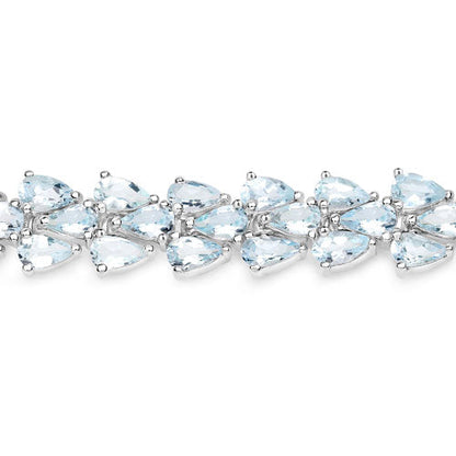 14.11 Carat Genuine Aquamarine .925 Sterling Silver Bracelet