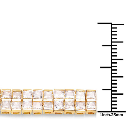 14K Yellow Gold Plated 9.52 Carat Genuine Blue Sapphire and White Sapphire .925 Sterling Silver Bracelet