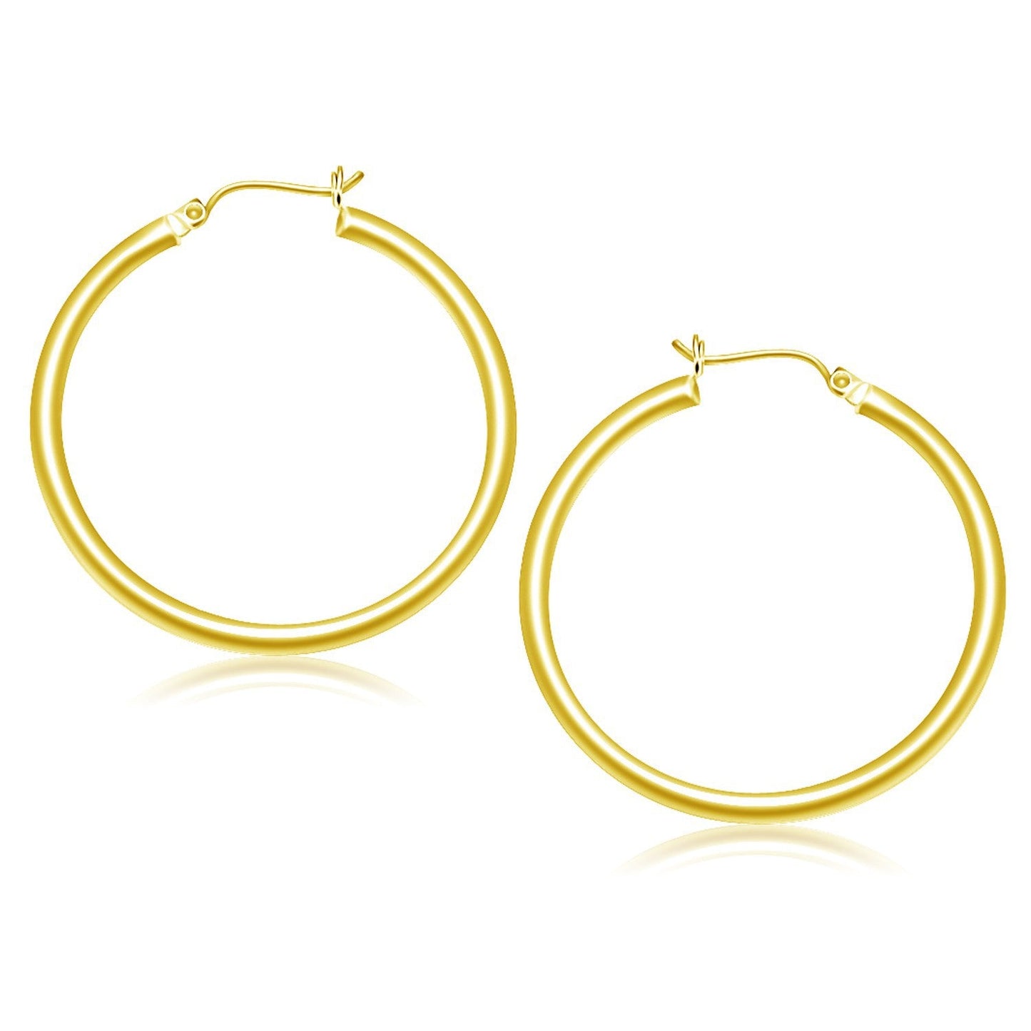 14k Yellow Gold Polished Hoop Earrings (40 mm)