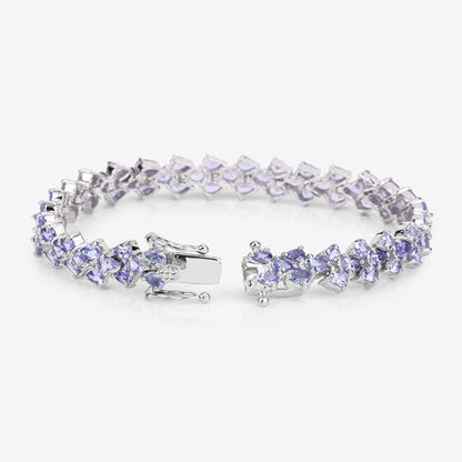 12.04 Carat Genuine Tanzanite .925 Sterling Silver Bracelet