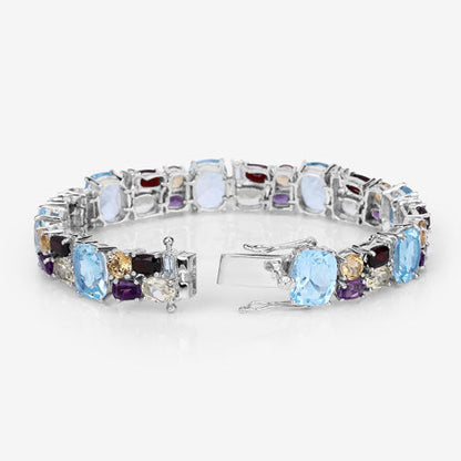 51.36 Carat Genuine Multi Stones .925 Sterling Silver Bracelet