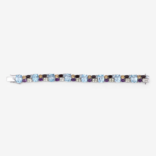 51.36 Carat Genuine Multi Stones .925 Sterling Silver Bracelet
