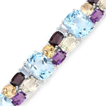 51.36 Carat Genuine Multi Stones .925 Sterling Silver Bracelet