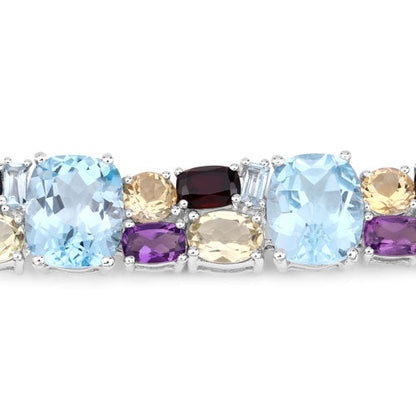 51.36 Carat Genuine Multi Stones .925 Sterling Silver Bracelet