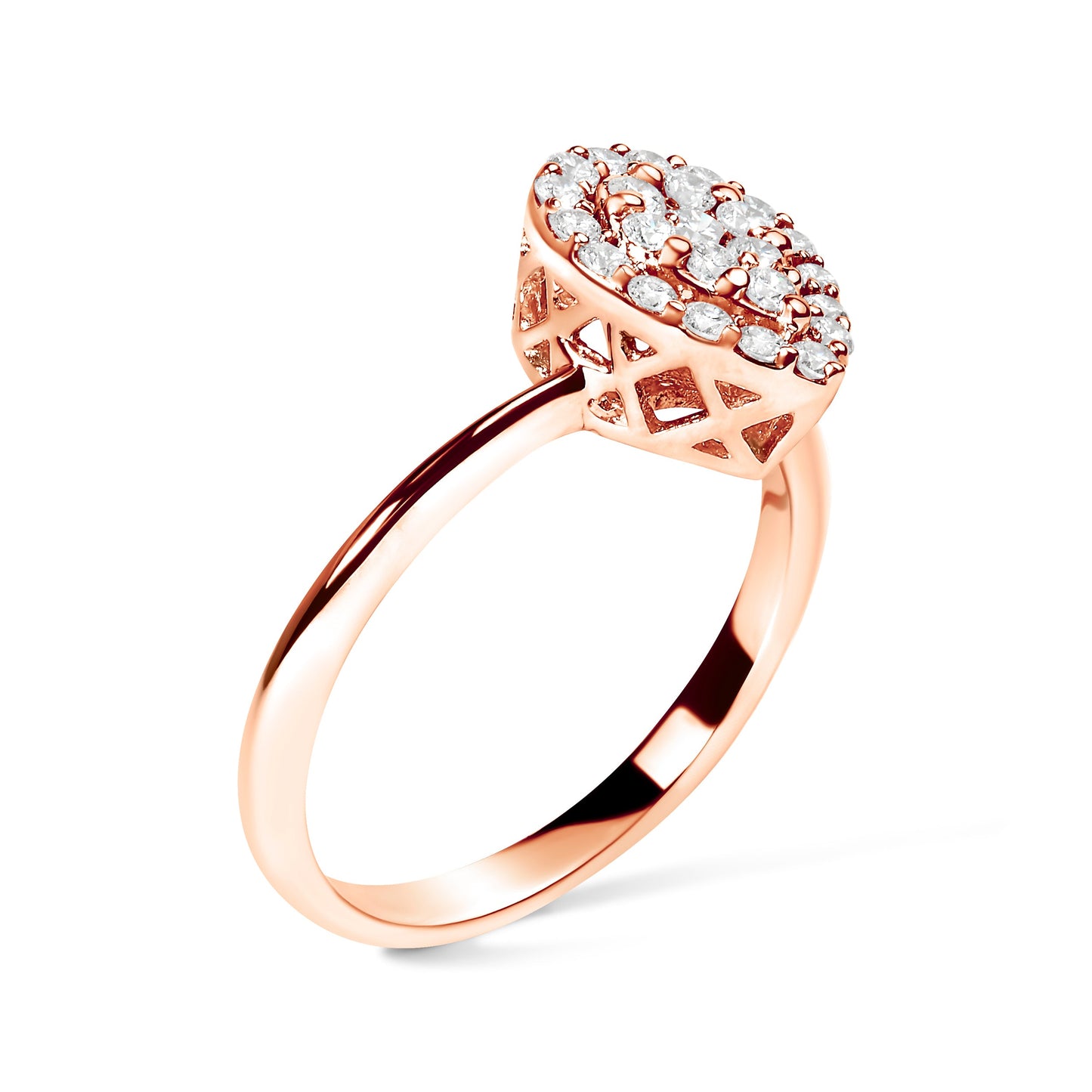 10K Rose Gold 3/8 Cttw Composite Diamond Pear Shaped Halo Promise Ring (I-J Color, I2-I3 Clarity) - Size 6