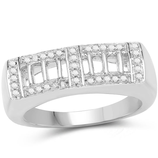 Bague en argent sterling 925 plaqué or jaune 14 carats avec diamant blanc véritable de 0,19 carat