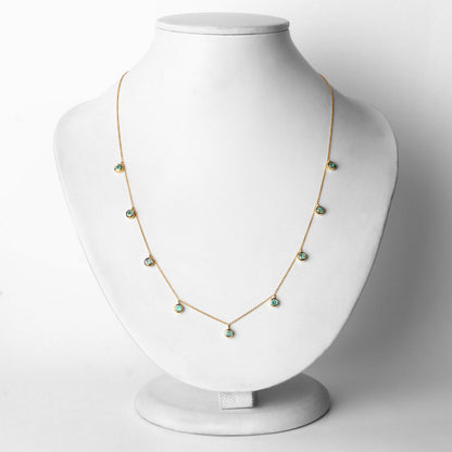 0.90 Carat Genuine Zambian Emerald 10K Yellow Gold Necklace