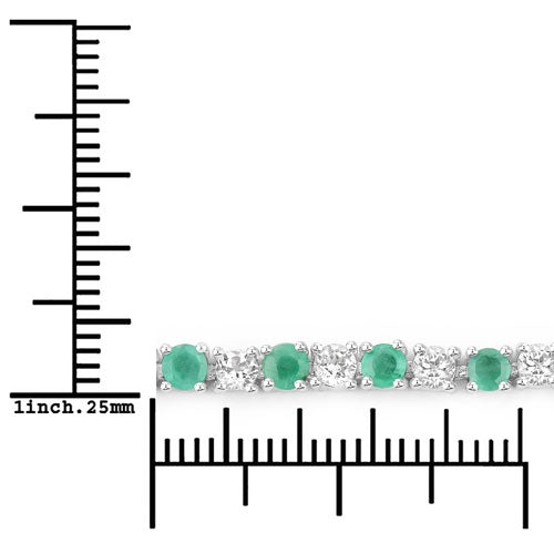 5.77 Carat Genuine Emerald and White Topaz .925 Sterling Silver Bracelet
