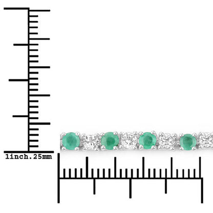 5.77 Carat Genuine Emerald and White Topaz .925 Sterling Silver Bracelet