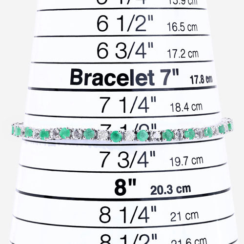 5.77 Carat Genuine Emerald and White Topaz .925 Sterling Silver Bracelet