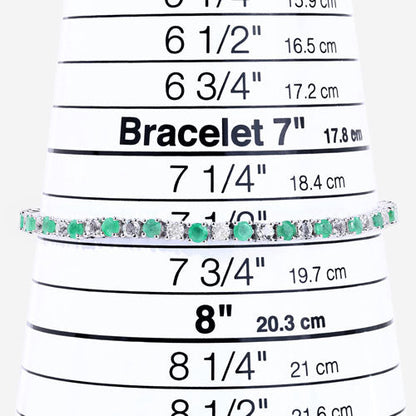 5.77 Carat Genuine Emerald and White Topaz .925 Sterling Silver Bracelet