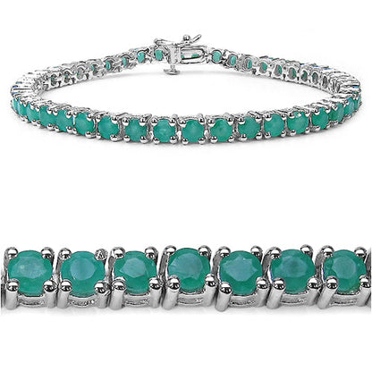 7.48 Carat Genuine Emerald .925 Sterling Silver Bracelet