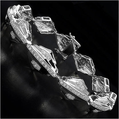 14K Yellow Gold Plated 1.07 Carat Genuine White Diamond Sterling Silver Bracelet