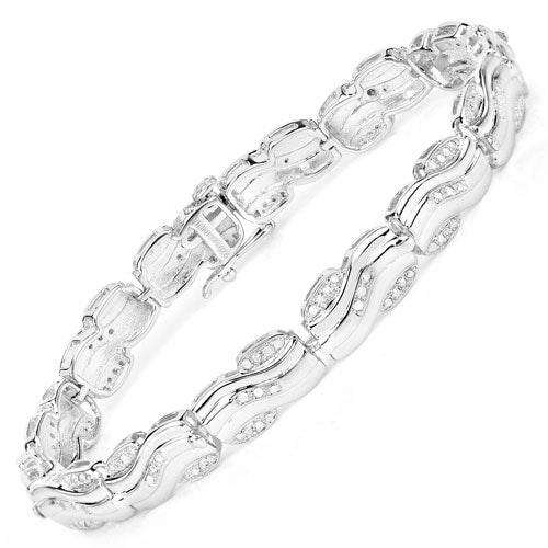 0.84 Carat Genuine White Diamond .925 Sterling Silver Bracelet