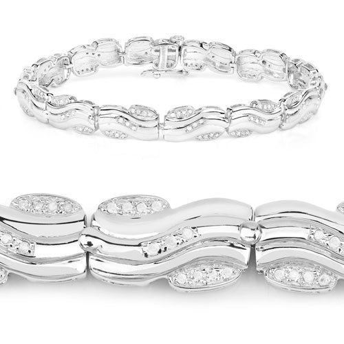 0.84 Carat Genuine White Diamond .925 Sterling Silver Bracelet