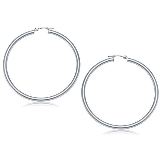 Boucles d'oreilles créoles polies en or blanc 14 carats (50 mm)
