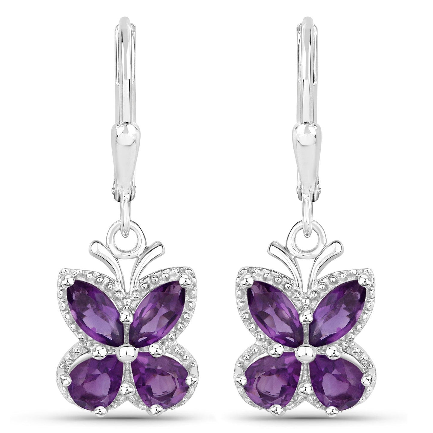 2.12 Carat Genuine Amethyst .925 Sterling Silver Earrings