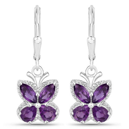 2.12 Carat Genuine Amethyst .925 Sterling Silver Earrings