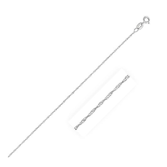 Chaîne Singapour en or blanc 14 carats, 0,8 mm