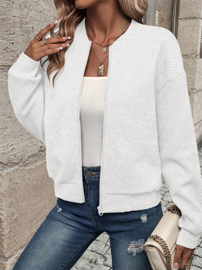 2026 Spring And Autumn Cross-Border Amazon European And American Women's Fashion New Plaid Zipper Round Neck Long Sleeve Jacket For Women