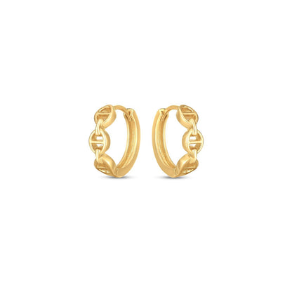 14k Yellow Gold Oval Mariner Huggies