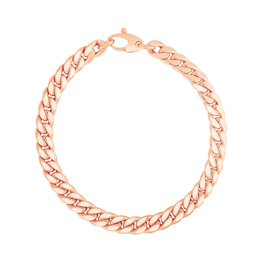 Bracelet maille cubaine en or rose 14 carats