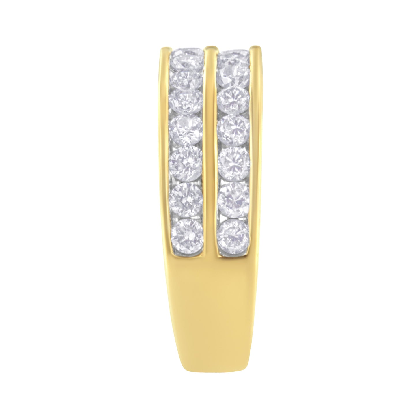 10K Yellow Gold Two-Row Diamond Band Ring (1 Cttw, J-K Color, I1-I2 Clarity) - Size 6