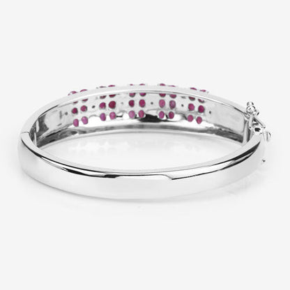 6.65 Carat Genuine Ruby and White Topaz .925 Sterling Silver Bracelet