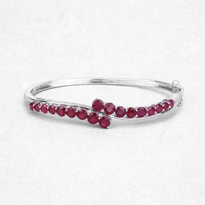 9.10 Carat Glass Filled Ruby .925 Sterling Silver Bangle