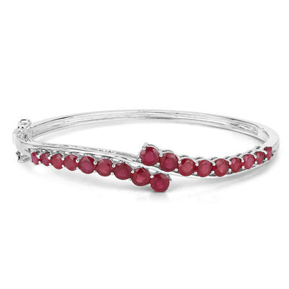 9.10 Carat Glass Filled Ruby .925 Sterling Silver Bangle