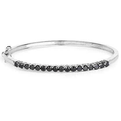 2.50 Carat Genuine Black Diamond .925 Sterling Silver Bangle