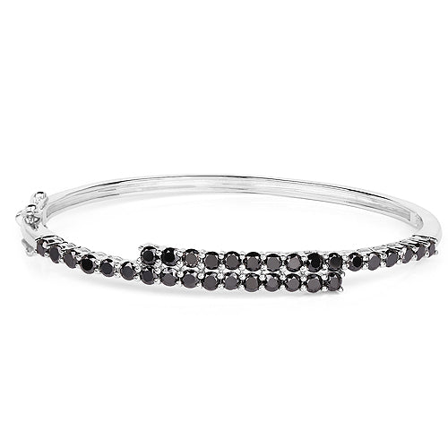 4.00 Carat Genuine Black Diamond .925 Sterling Silver Bangle