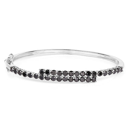 4.00 Carat Genuine Black Diamond .925 Sterling Silver Bangle