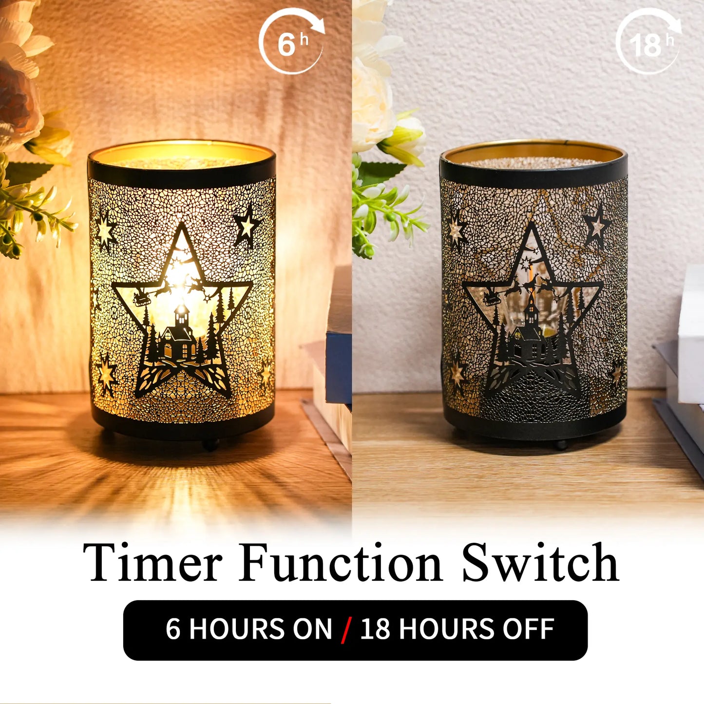 6.5" H Etched Metal Table Lamp Battery Operated Lamp