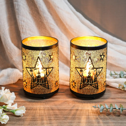6.5" H Etched Metal Table Lamp Battery Operated Lamp