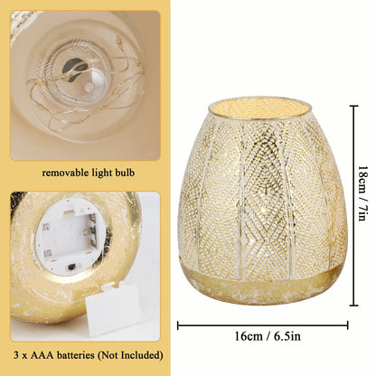 7'' High Battery Powered Metal Decorative Table Lamps with Fairy Lights Bulb