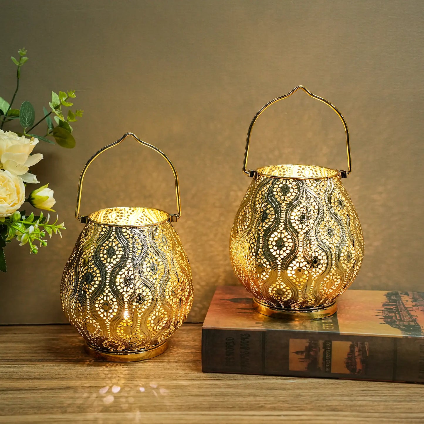 8'' High Battery Powered Cordless Lamp Metal Table Lamps