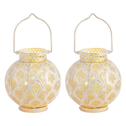 7'' High Battery Powered Cordless Lamp Moroccan Style Metal Table Lamp