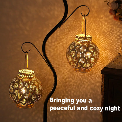 7'' High Battery Powered Cordless Lamp Moroccan Style Metal Table Lamp